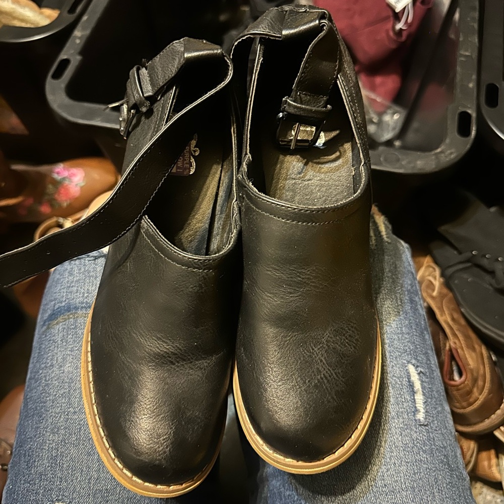 Black Ankle Boots with Buckle Detail